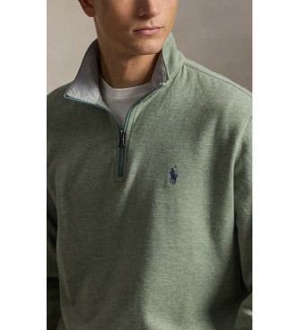 Polo Ralph Lauren Pleten pulover z zeleno kratko zadrgo