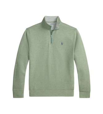 Polo Ralph Lauren Pleten pulover z zeleno kratko zadrgo