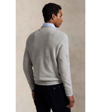 Polo Ralph Lauren Pulover iz sive bombažne pletenine pique