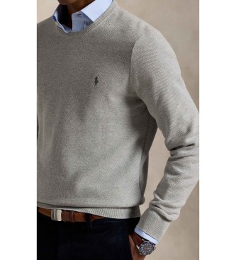 Polo Ralph Lauren Pulover iz sive bombažne pletenine pique