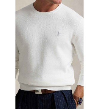 Polo Ralph Lauren Witte katoenen piqu� gebreide trui