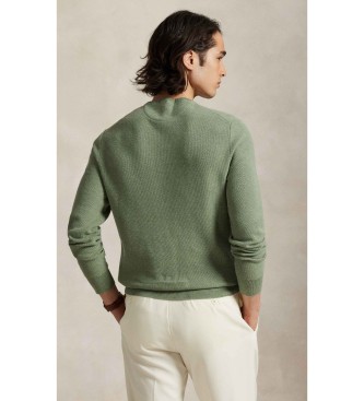 Polo Ralph Lauren Zeleni bombažni pleteni pulover iz pique materiala