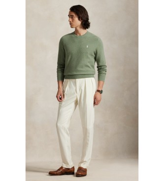 Polo Ralph Lauren Zeleni bombažni pleteni pulover iz pique materiala