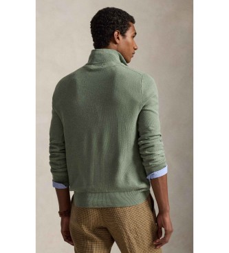 Polo Ralph Lauren Zelen pleten pulover iz bombaža in pika