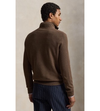 Polo Ralph Lauren Rjav pleteni pulover iz pikeja in bomba?a