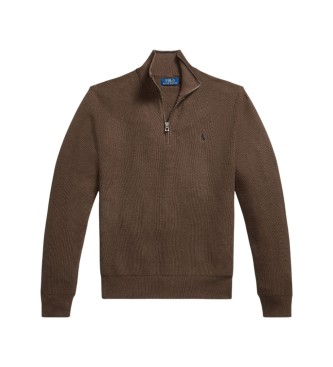 Polo Ralph Lauren Rjav pleteni pulover iz pikeja in bomba?a