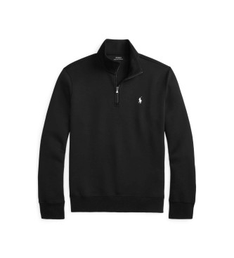 Polo Ralph Lauren Doppelt gestrickter Pullover mit kurzem Rei�verschluss, schwarz