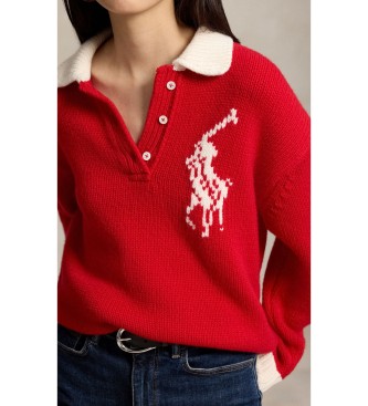 Polo Ralph Lauren Volnena ragbi majica z rde?im logotipom »Big Pony«