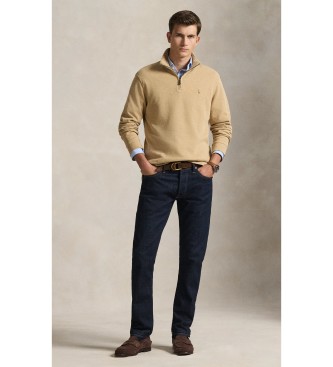 Polo Ralph Lauren Estate-Rib pullover met korte rits beige