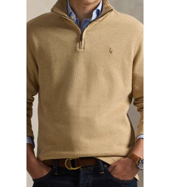 Polo Ralph Lauren Estate-Rib pullover met korte rits beige