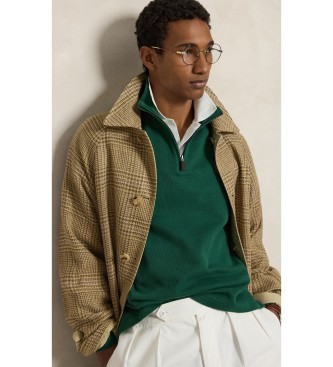 Polo Ralph Lauren Jersey Estate-Rib s kratko zadrgo zelene barve
