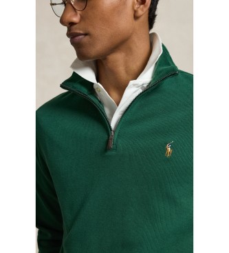 Polo Ralph Lauren Jersey Estate-Rib s kratko zadrgo zelene barve