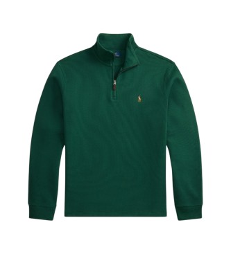 Polo Ralph Lauren Jersey Estate-Rib s kratko zadrgo zelene barve