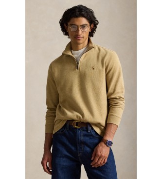 Polo Ralph Lauren Jersey Estate-Rib z beige kratko zadrgo