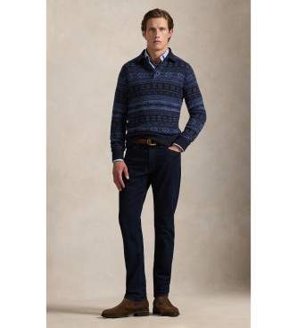 Polo Ralph Lauren Jersey Fair Isle con cuello de polo marino