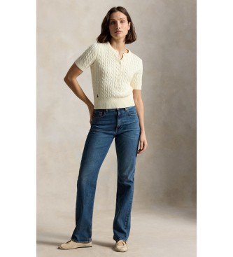 Polo Ralph Lauren Jersey Henley iz bež pletiva z vzorcem kit