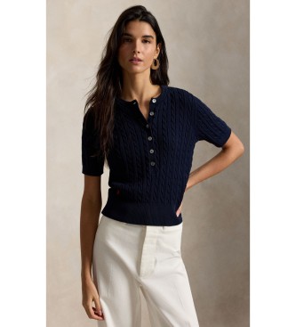 Polo Ralph Lauren Navy cable knit Henley jersey