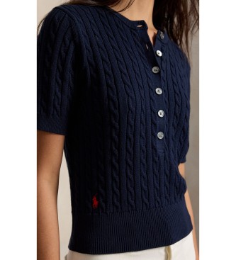 Polo Ralph Lauren Navy cable knit Henley jersey