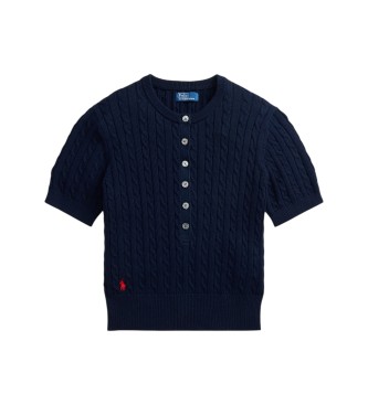 Polo Ralph Lauren Navy cable knit Henley jersey