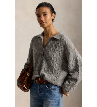 Polo Ralph Lauren Jersey Henley en punto de ochos gris