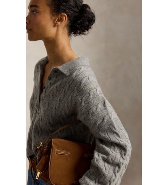 Polo Ralph Lauren Jersey Henley en punto de ochos gris