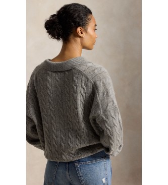 Polo Ralph Lauren Jersey Henley en punto de ochos gris