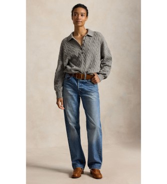Polo Ralph Lauren Jersey Henley en punto de ochos gris