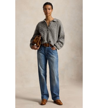 Polo Ralph Lauren Jersey Henley en punto de ochos gris