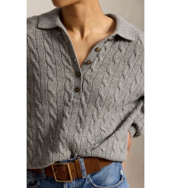 Polo Ralph Lauren Jersey Henley en punto de ochos gris