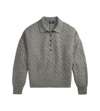 Polo Ralph Lauren Jersey Henley en punto de ochos gris