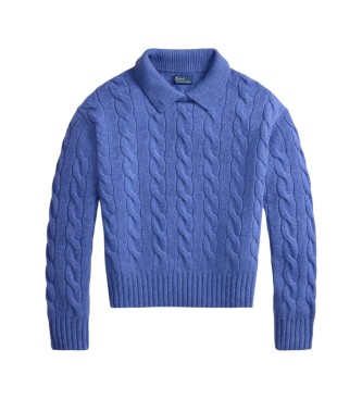 Polo Ralph Lauren Jersey tipo polo de lana y cachemira azul