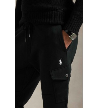 Polo Ralph Lauren Dubbel gebreide cargo joggers zwart