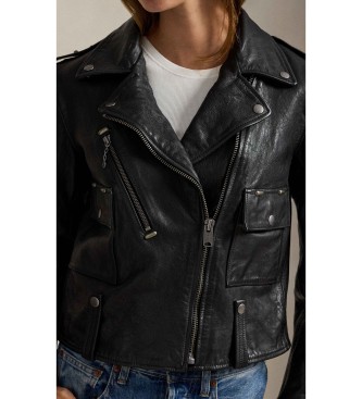 Polo Ralph Lauren Chaqueta de Piel Ceñida negro