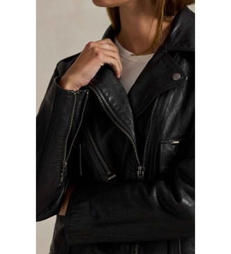 Polo Ralph Lauren Chaqueta de Piel Ceñida negro