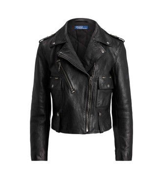 Polo Ralph Lauren Chaqueta de Piel Ceñida negro