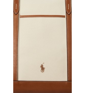 Polo Ralph Lauren Borsa tote shopper grande in tela beige, marrone