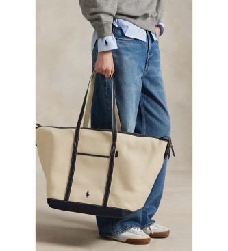 Polo Ralph Lauren Borsa tote shopper grande in tela beige