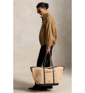 Polo Ralph Lauren Borsa tote shopper grande in tela marrone
