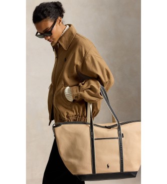 Polo Ralph Lauren Borsa tote shopper grande in tela marrone