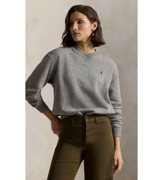 Polo Ralph Lauren Grijze fleece sweater met ronde hals