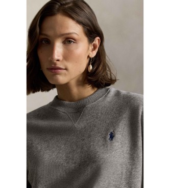 Polo Ralph Lauren Grijze fleece sweater met ronde hals