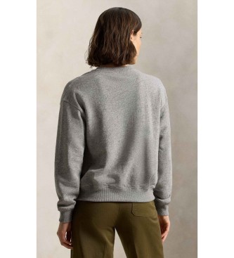 Polo Ralph Lauren Grijze fleece sweater met ronde hals