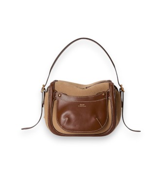 Polo Ralph Lauren Mini suede and leather beige Polo ID satchel bag