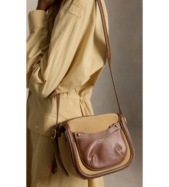 Polo Ralph Lauren Mini suede and leather beige Polo ID satchel bag