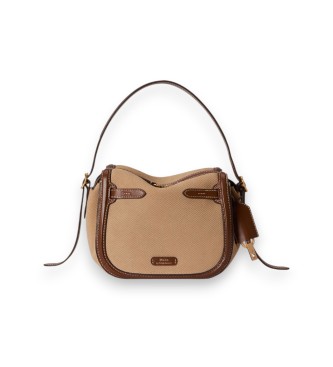 Polo Ralph Lauren Mini suede and leather beige Polo ID satchel bag