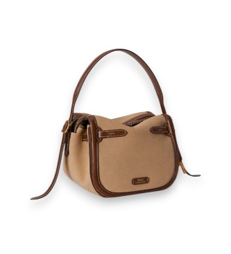Polo Ralph Lauren Mini suede and leather beige Polo ID satchel bag