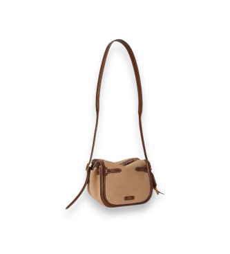 Polo Ralph Lauren Mini suede and leather beige Polo ID satchel bag
