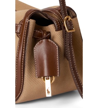 Polo Ralph Lauren Mini suede and leather beige Polo ID satchel bag