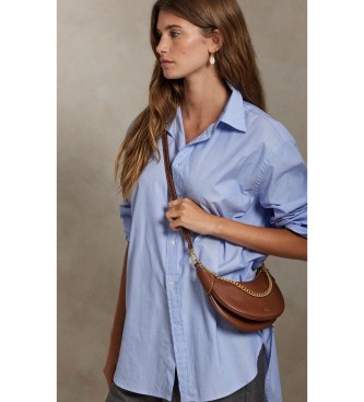 Polo Ralph Lauren Borsa Polo ID mini in pelle con catena marrone