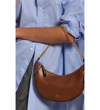 Polo Ralph Lauren Borsa Polo ID mini in pelle con catena marrone
